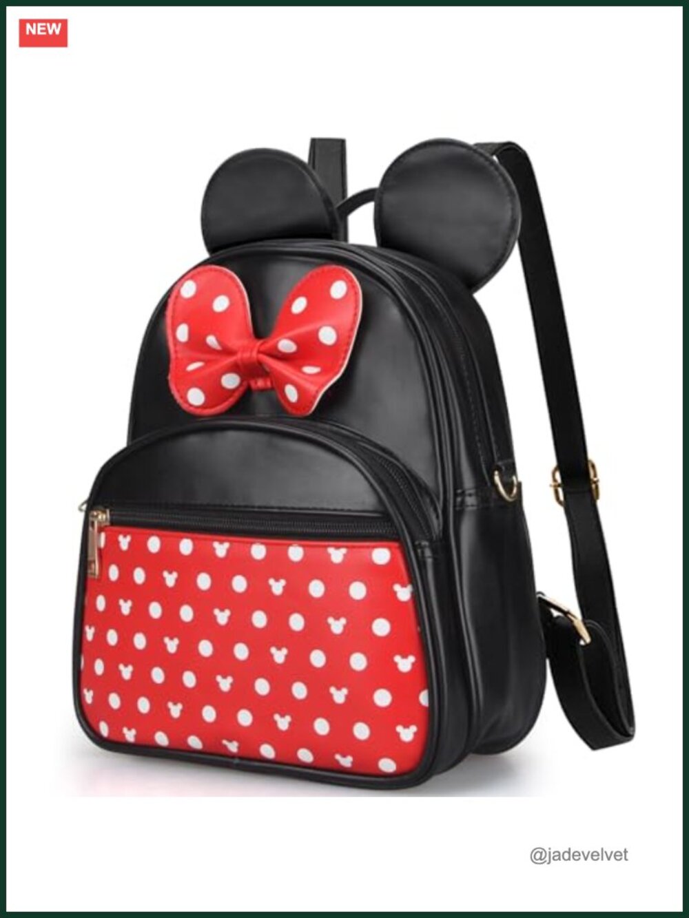 Minnie Mouse Kids PU Leather Backpack Bowknot Polka Dot Mini Daypack
